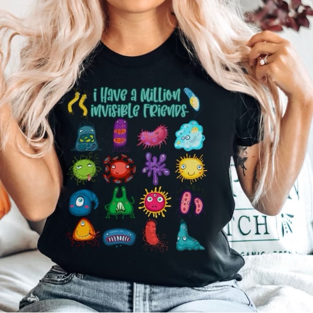 NEW Funny Bacteria Science T-Shirt Black L